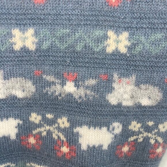 Spring Creek Angora Womens Vest Size Small Blue Cats Sheep Grandmacore - Picture 9 of 9